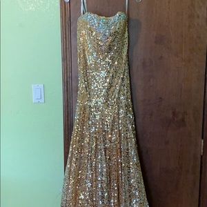 Tony Bowls Fit & Flare Coral Sequin Gown 113511 main image 1